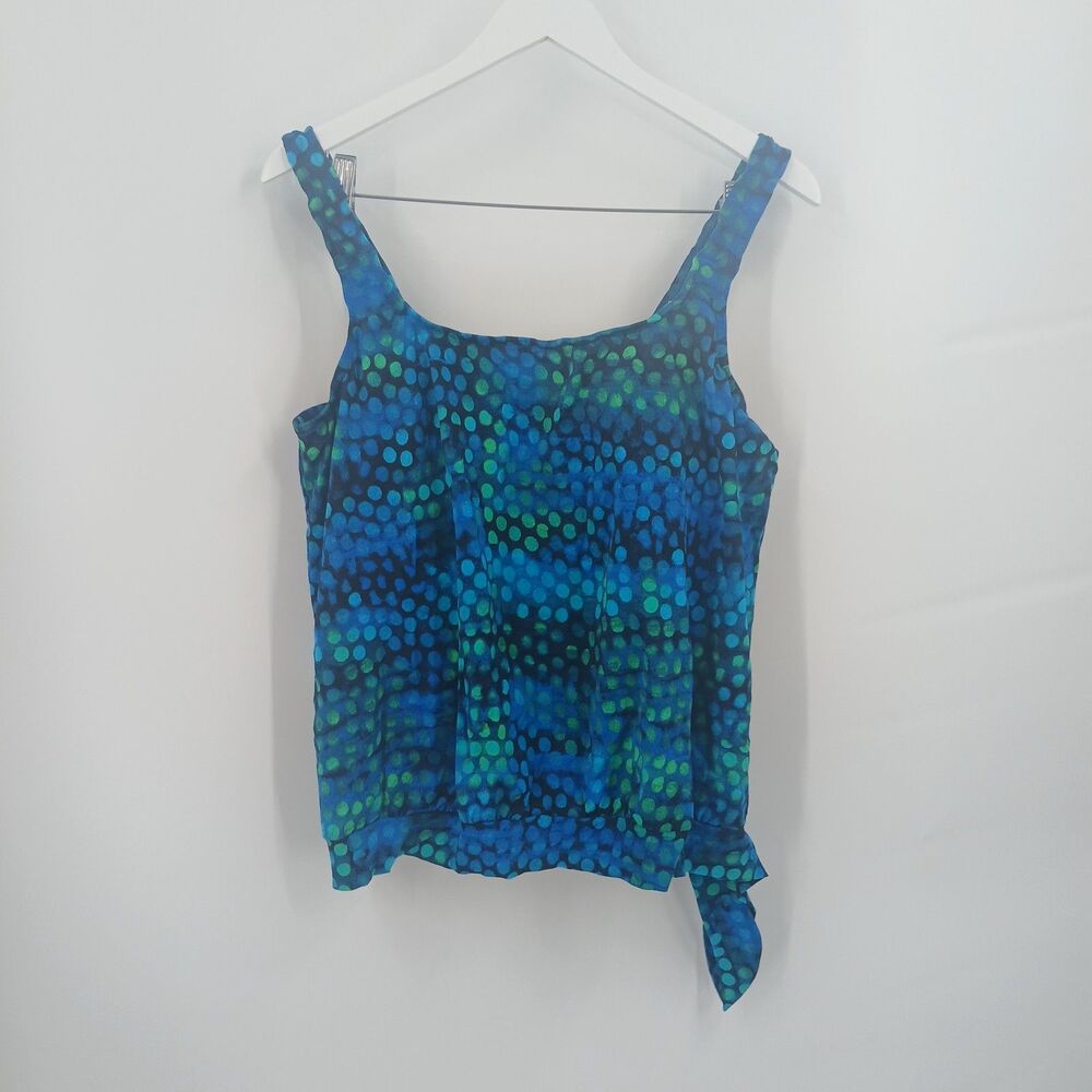 womans maxine plus size 18 blue and black dot tankini swim top bikini swimwear